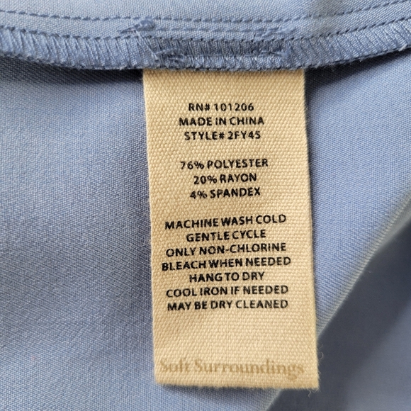 Soft Surroundings Blouse Women Size XL Blue Twisted Split Front V Neck Pullover - Picture 6 of 10